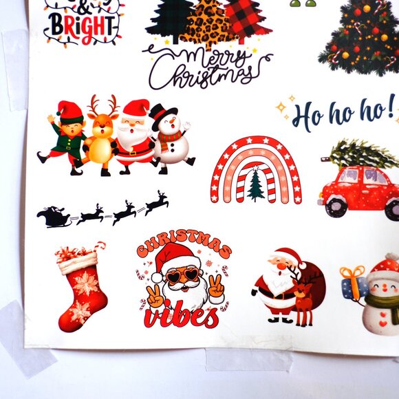 17 Handmade Colorful Christmas Stickers, decorate, holiday, santa, snowman - Picture 3 of 3